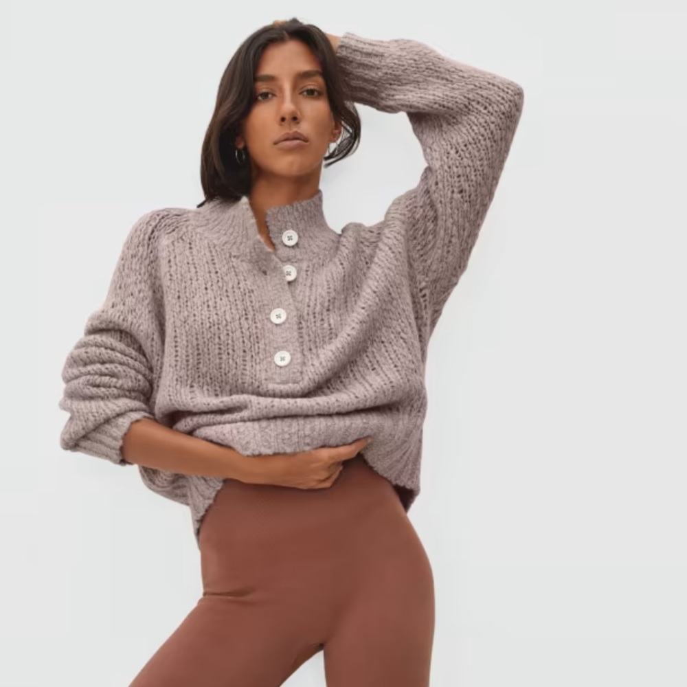 Everlane Button-Front Cowl Pullover - Picture 2 of 9